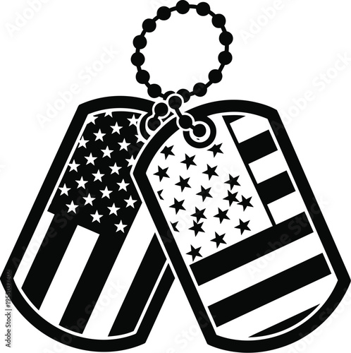 Memorial day tribute honoring fallen heroes with patriotic dog tags