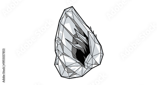 Abstract Crystal Formation with Dark Core - Geometric Design