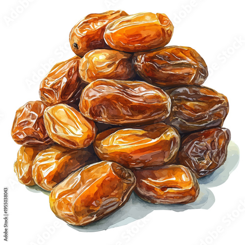 watercolor of Date illustration, isolated on a white background.