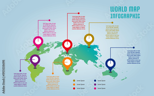 A vibrant and informative world map infographic, showcasing data visualisation
