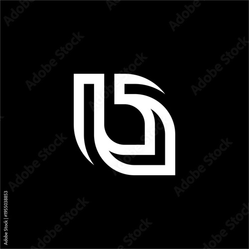 A modern, high-tech icon integrating the letter b within a fluid, organic leaf-like frame.