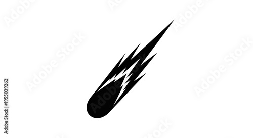 Black Silhouette of a Falling Meteorite or Comet Icon