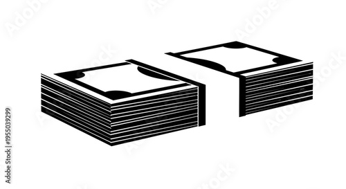 Black and White Stack of Cash Icon