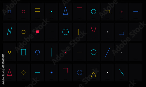 Set of colorful geometric shapes vector icons