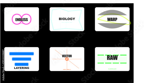Set of 6 vector design elements, icons, and labels