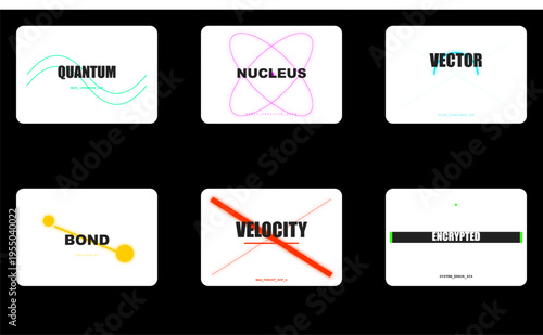 Set of 6 physics science vector icons