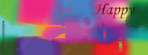 Abstract colorful background inspired by Holi festival with vibrant gradient colors blending together in a modern artistic composition. Bright and dynamic design with soft transitions and festive atmo