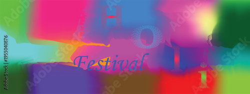 Abstract colorful background inspired by Holi festival with vibrant gradient colors blending together in a modern artistic composition. Bright and dynamic design with soft transitions and festive atmo