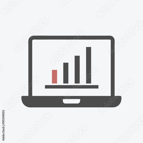Laptop displaying a graph with trending bars showcases business analytics and performance data