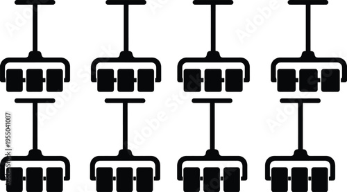 Four Black Silhouette Icons of Multi- Roller Painting Tools on White Background Keywords: paint roller, painting tool, decorating tool, home improvement, DIY, construction, craft, art, tool