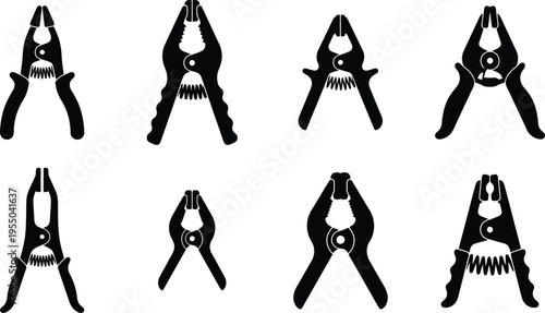 Black Silhouettes of Pliers and Clamps spring layout