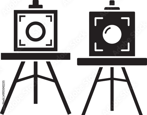 Artist Easel Icons with Canvas and Frame, Representing Art Creation, Painting, and Visual Expression with Creative Focus, Work Of Art