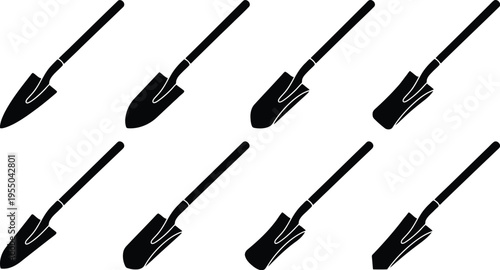 Collection of Shovel Silhouettes trenching rows
