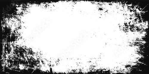 Grunge Frame Texture with Distressed Edges and Rough Border. Vintage Worn Frame Background with Noise, Dust and Scratch Effect for Overlay Use.