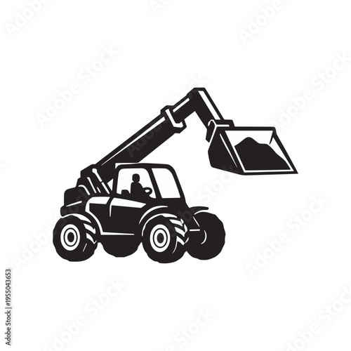 Telehandler icon logo flat vector design