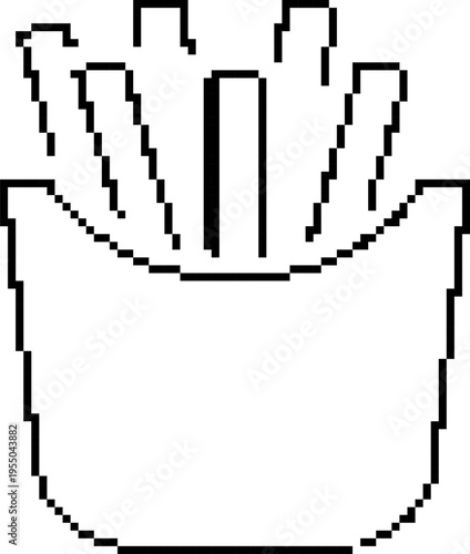 Pixel french fries icon, simple fast food vector.