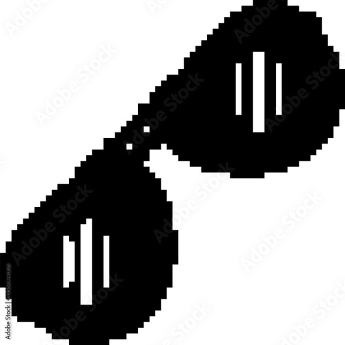 Pixel glasses icon in retro 8-bit style. Eyewear vector illustration isolated on white background.