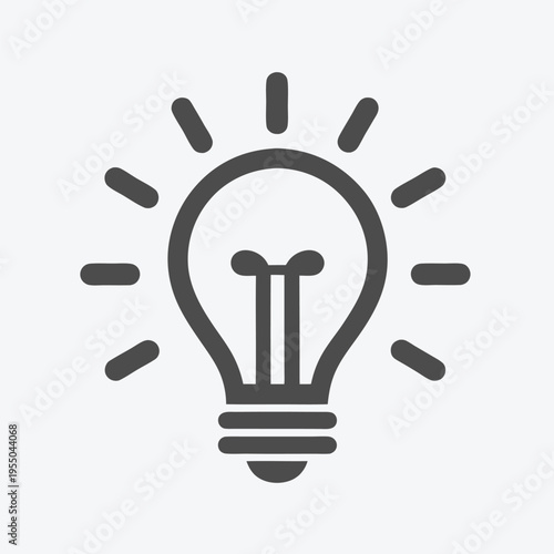 Simple light bulb icon illuminates innovation and creativity on a neutral background