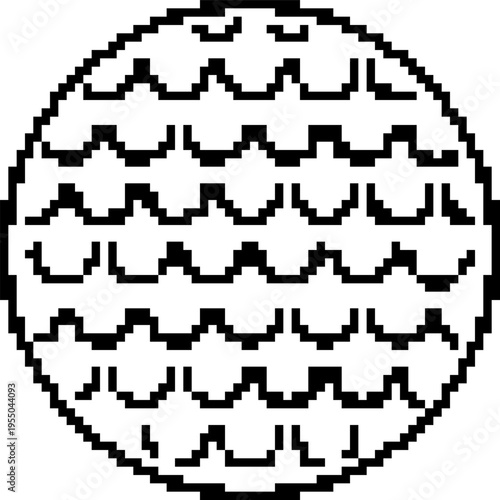 Pixel golf icon in retro 8-bit style. Golf ball on tee vector illustration isolated on white background.