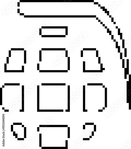 Pixel grenade icon in retro 8-bit style. Military explosive vector illustration isolated on white background.