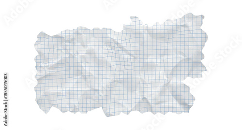 Paper piece rip with background torn square grid and school education collage vector. Isolated scrapbook blue with letter old template and illustration copybook checkered. Crumpled texture paper.