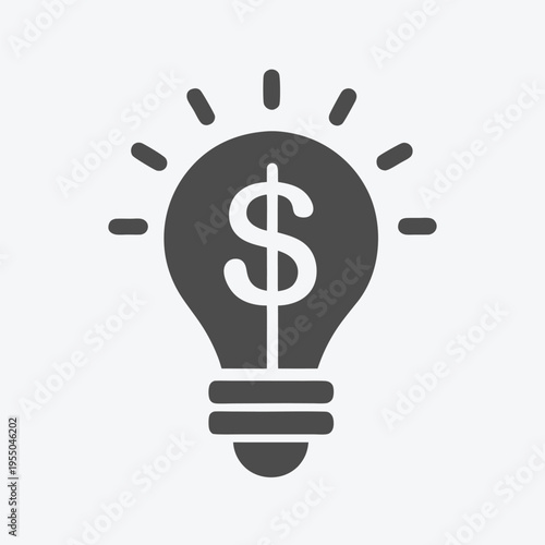Lightbulb with dollar sign symbolizes innovative financial idea sparking economic growth and successful investment