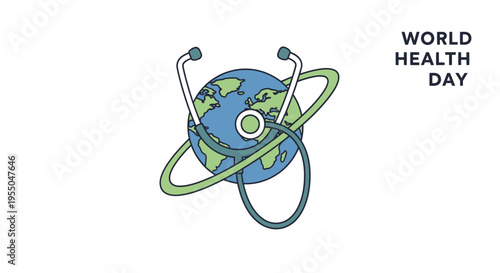 World Health Day Earth Globe Stethoscope.