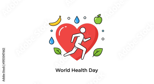 World Health Day Fitness Runner Illustration.