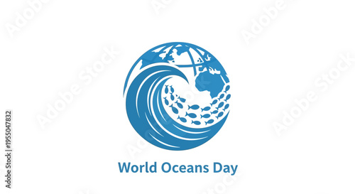 World Oceans Day Awareness Logo Design.