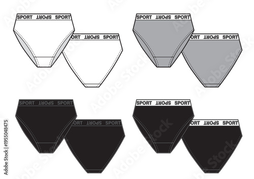 Set of womans underpants with letters