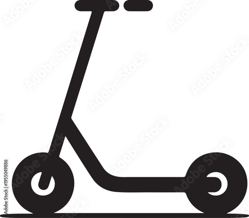 Black kick scooter icon on white background simple flat design clean vector illustration
