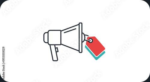 Megaphone with a red tag attached.