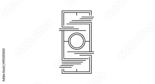 Camera Lens Closeup Technical Drawing.