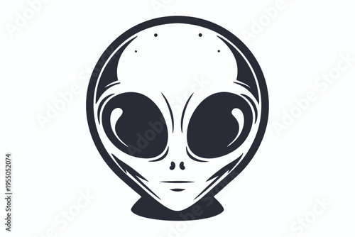 Extraterrestrial being in monochrome shows big eyes, small nose, and an oval shaped head