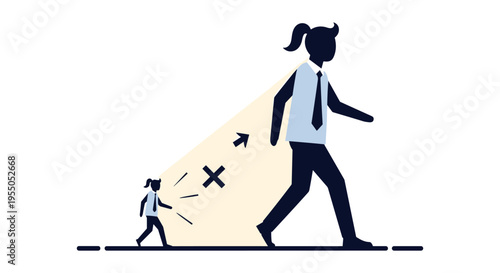 Businesswoman rejecting or dismissing a smaller person