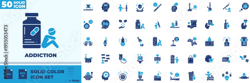 Addiction Solid Color Editable Icons set