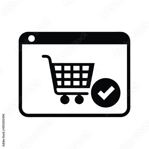 A shopping cart with a check mark inside webpage is the best option