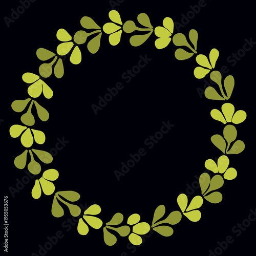 Laurel wreath decorative vector frame isolated on black background