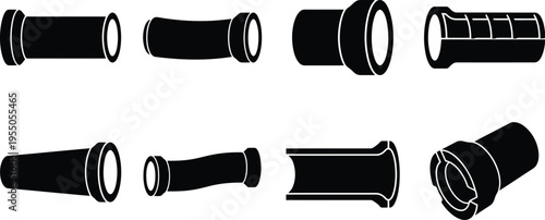 Pipe and Connector Icons Set of 8 concrete