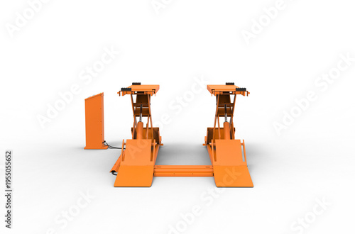 hydraulic car lift front view with shadow 3d render