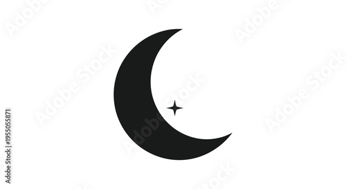 A striking crescent moon and star design rendered as a bold dark silhouette high quality professional