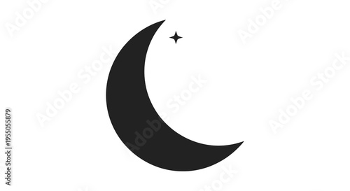 A striking crescent moon and star design rendered in a bold dark silhouette high quality professional