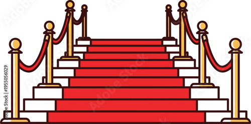 Met gala new york red carpet staircase illustration