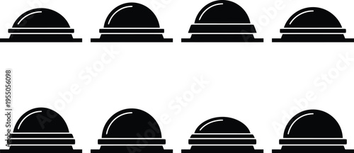 Set of Black Silhouettes of Warning Lights with Different Base Designs beacon alarm