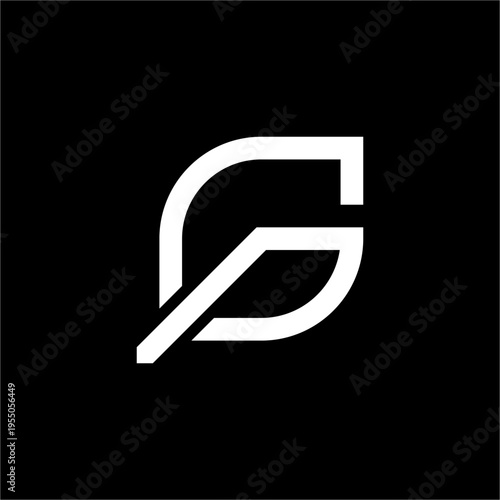 A modern logo merging letters G and P within a sleek, slanted geometric leaf silhouette.