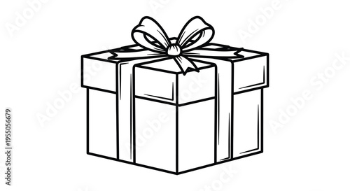 A beautifully wrapped gift box with a decorative bow presented in a striking silhouette high quality