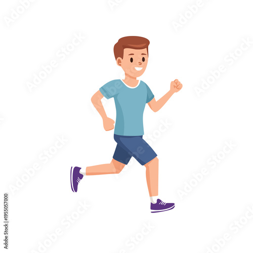A cartoon image of a boy running