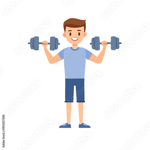 A man is lifting dumbbells