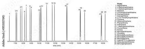 Chromatogram of priority PAH pollutants