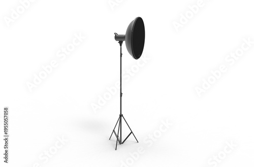 Beauty dish reflector on lighting stand